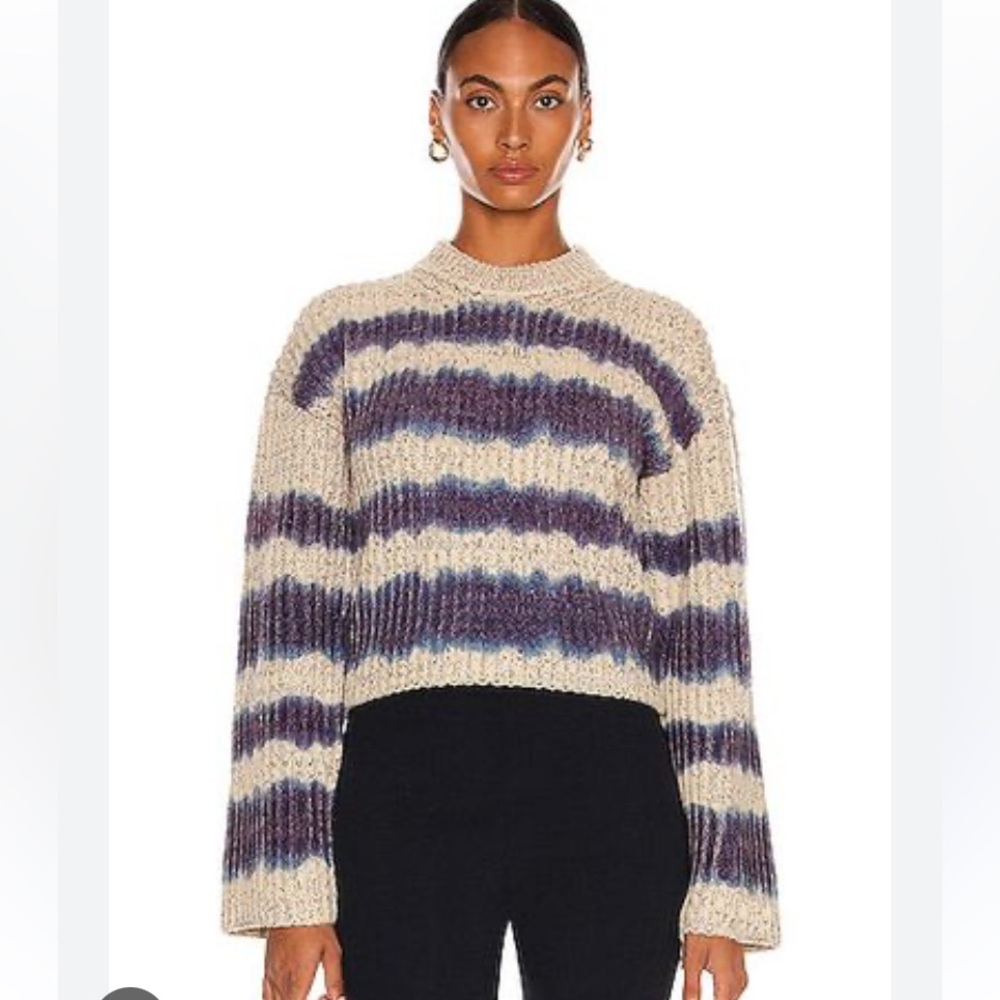 ACNE STUDIOS Kelecta Stripe Wool Blend Sweater In Beige/Blue